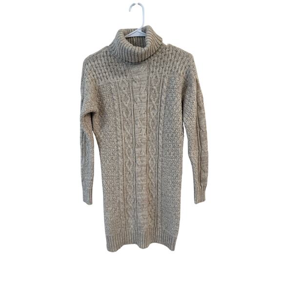 NWT American Eagle Outfitters Cable Knit Turtleneck Dress Beige Women's Size S - Picture 1 of 12